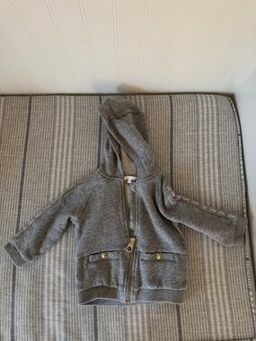 Chloe Gray Hooded Zip Sweatshirt with Logo Trim